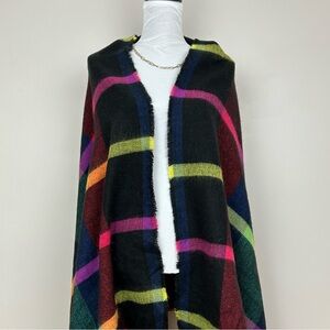 Oversized Plaid Knit Blanket Scarf Wrap Shrug